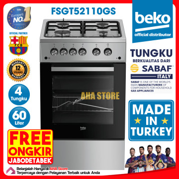Beko Freestanding Gas Cooker Kompor Oven FSGT52110GS (Free Ongkir Jabodetabek)