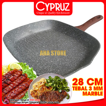 Cypruz Grilled Pan Marble Induksi BBQ Grill 28 cm FP-0648