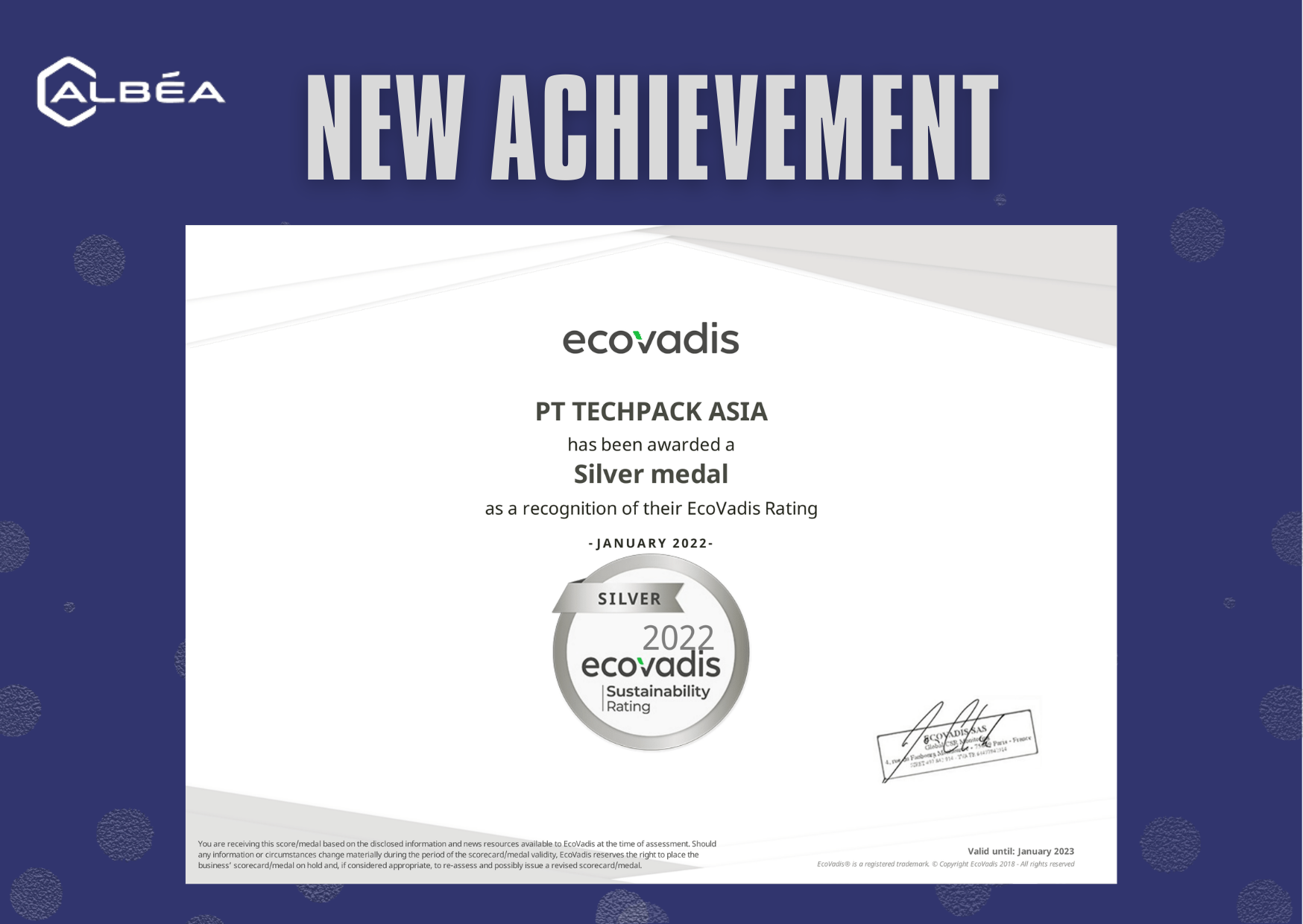 ECOVADIS SILVER RATING FOR TECHPACK ASIA image