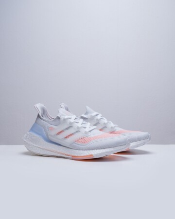 Adidas Ultraboost 21 Shoes-Crystal White / Cloud White / Glow Pink - 13915