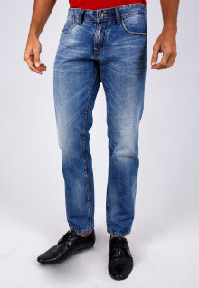 Slim Fit - Jeans - Aksen Washed - Whisker - Blue