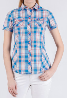 Regular Fit - Ladies Shirt - Blue/White - Plaid Shirt