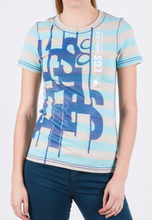 Regular Fit - Ladies T-Shirt - Blue - Striped - Printed Tee