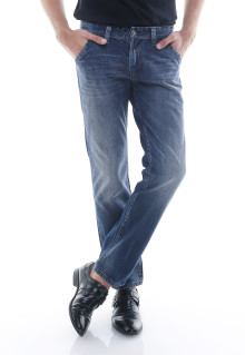 Slim Fit - Jeans Panjang - Whisker Halus -  Biru