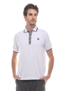 Slim Fit - Kaos Polo - Logo LGS - Putih