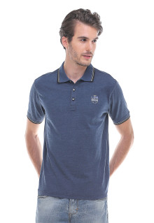 Slim Fit - Kaos Polo - Motif simpel - Logo LGS - Biru