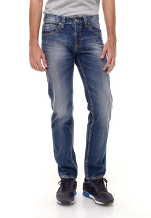 Slim Fit - Jeans Panjang - Whisker Detail - Biru