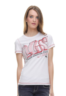 Regular Fit - Kaos Wanita - Sablon Logo - Putih