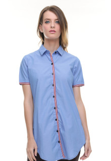 Regular Fit - Kemeja Wanita - Dress - Kancing Warna - Biru