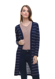 Sweater Wanita - Model Dress - Motif Salur - Biru