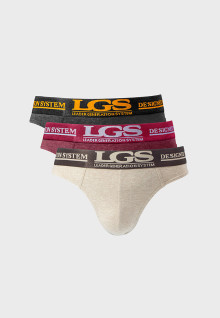 LGS Underwear - Krem/Merah/Abu - 3 Pcs
