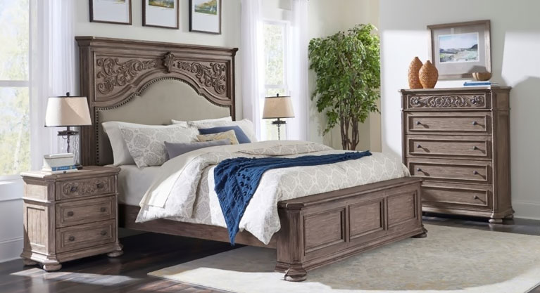 Inspired by traditional designs, the Cardoso collection is ready to bring a fresh new vibe to your home. These handsome pieces feature elaborately carved accents and turned legs and feet, grounded by simple upholstery and antiqued hardware. Finished in a cool taupe, they easily elevate any space.