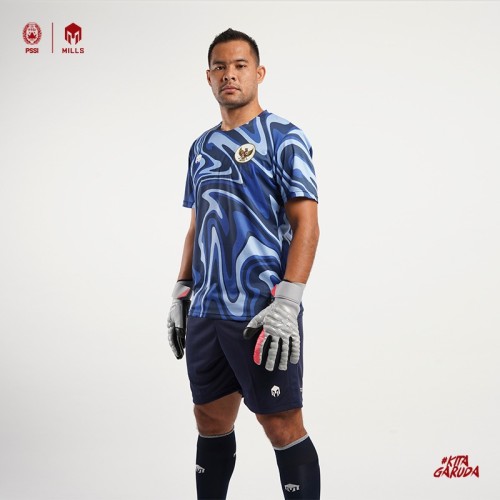 MILLS INDONESIA NATIONAL TEAM JERSEY GK AWAY PLAYER ISSUE 1021 GR NAVY