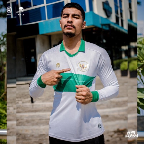 MILLS INDONESIA NATIONAL TEAM JERSEY AWAY PLAYER ISSUE LONG SLEEVE 1024GR WHITE