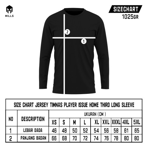 MILLS INDONESIA NATIONAL TEAM JERSEY THIRD PLAYER ISSUE LONG SLEEVE 1025GR BLACK