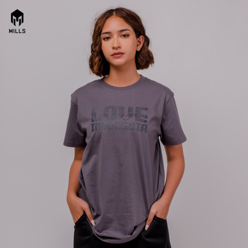 MILLS COTTON T-SHIRT LOVE INDONESIA 21004 ABUMISTY, LODEN FROST, CHARCOAL