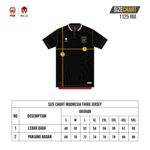 MILLS INDONESIA NATIONAL TEAM JERSEY THIRD PLAYER ISSUE 1125INA BLACK