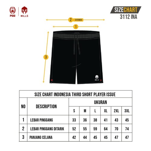 MILLS INDONESIA NATIONAL TEAM SHORT THIRD PLAYER ISSUE 3112INA BLACK