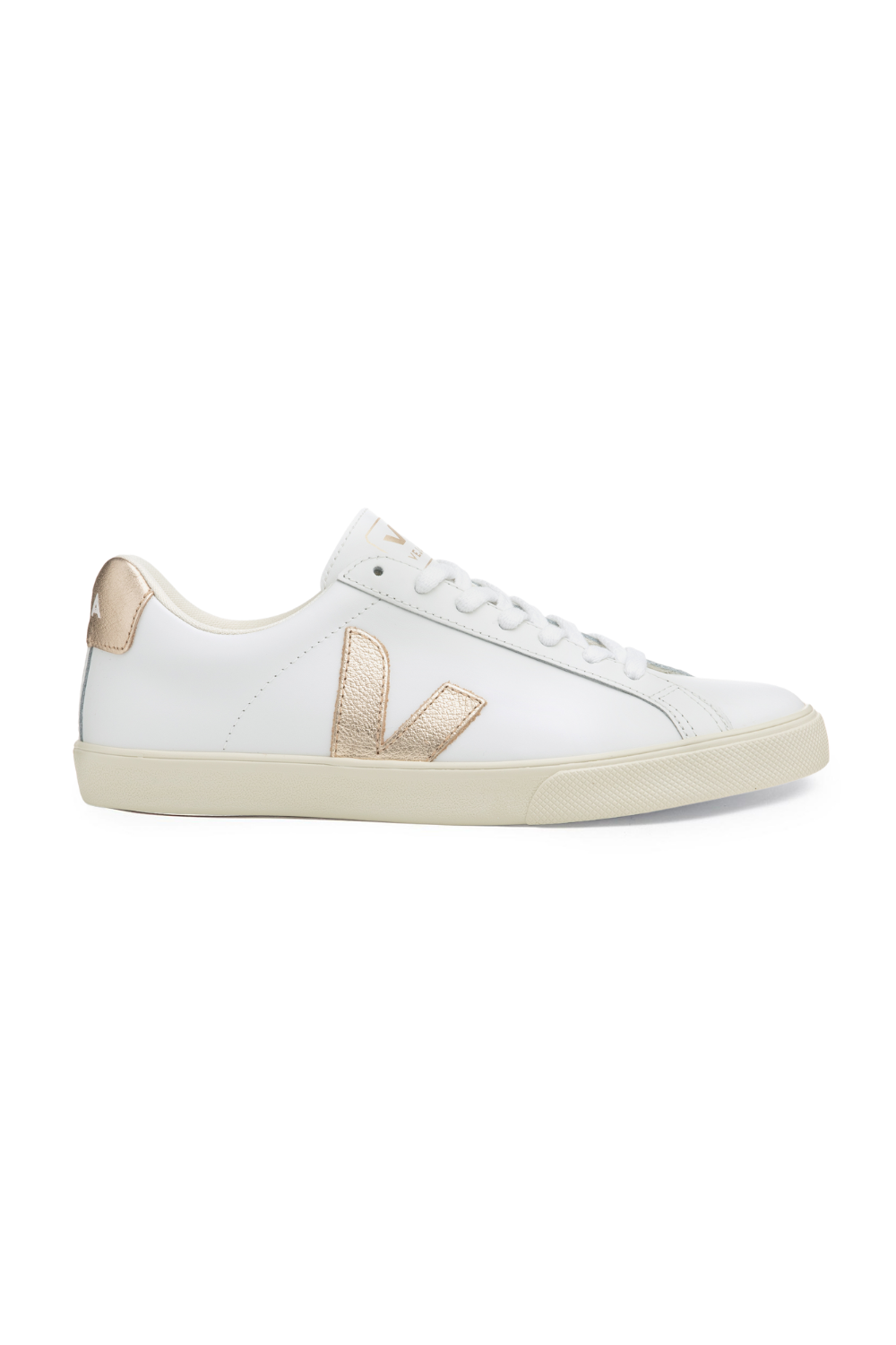 Esplar White Platine Lace-Up Leather Sneakers