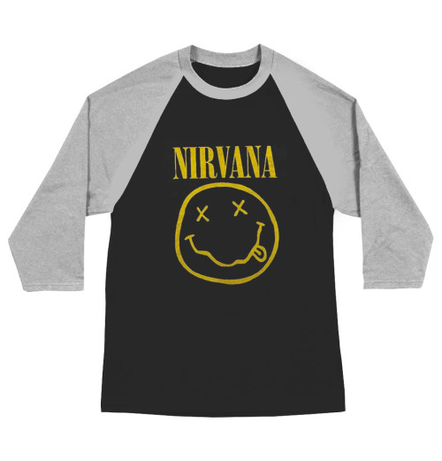 Nirvana - Smiley Black/Grey Raglan