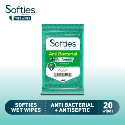 Softies Wet Wipes Antibacterial + Antiseptic 20s