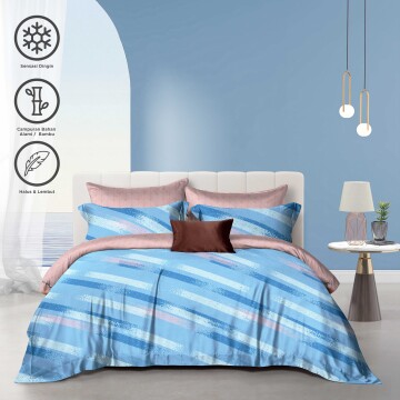 TOMOMI - BED SHEET SET/ SPREI SET TENCEL TOUCH MOJI BLUE | SINGLE